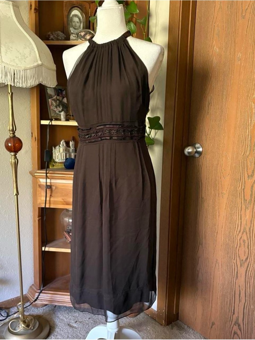 Halter-Neck Brown Women’s Dress